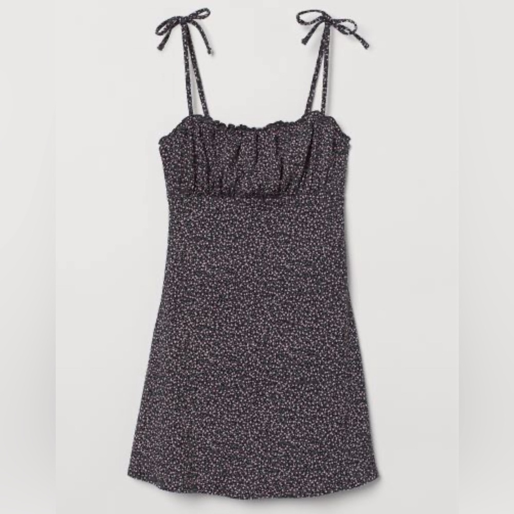 H&M Bow detail flower print Jersey Dress Size Medium